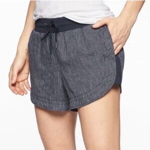 ATHLETA Beachside Bali Linen Shorts Navy & White Stripe Size 4
